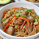 Spicy Peanut Noodles with Seared Sausage