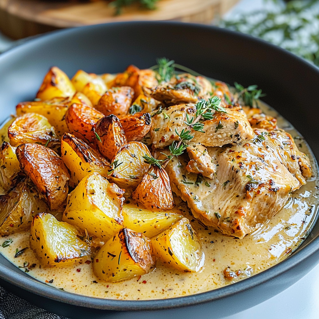Creamy Herbed Chicken with Roasted Potatoes – A Comforting and Flavorful One-Pan Meal Perfect for Weeknight Dinners 2 Creamy Herbed Chicken with Roasted Potatoes – A Comforting and Flavorful One-Pan Meal Perfect for Weeknight Dinners