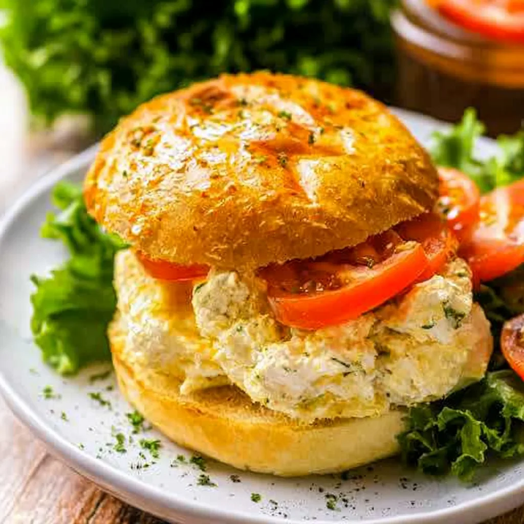 Creamy Chicken Salad Sandwich with Fresh Tomatoes