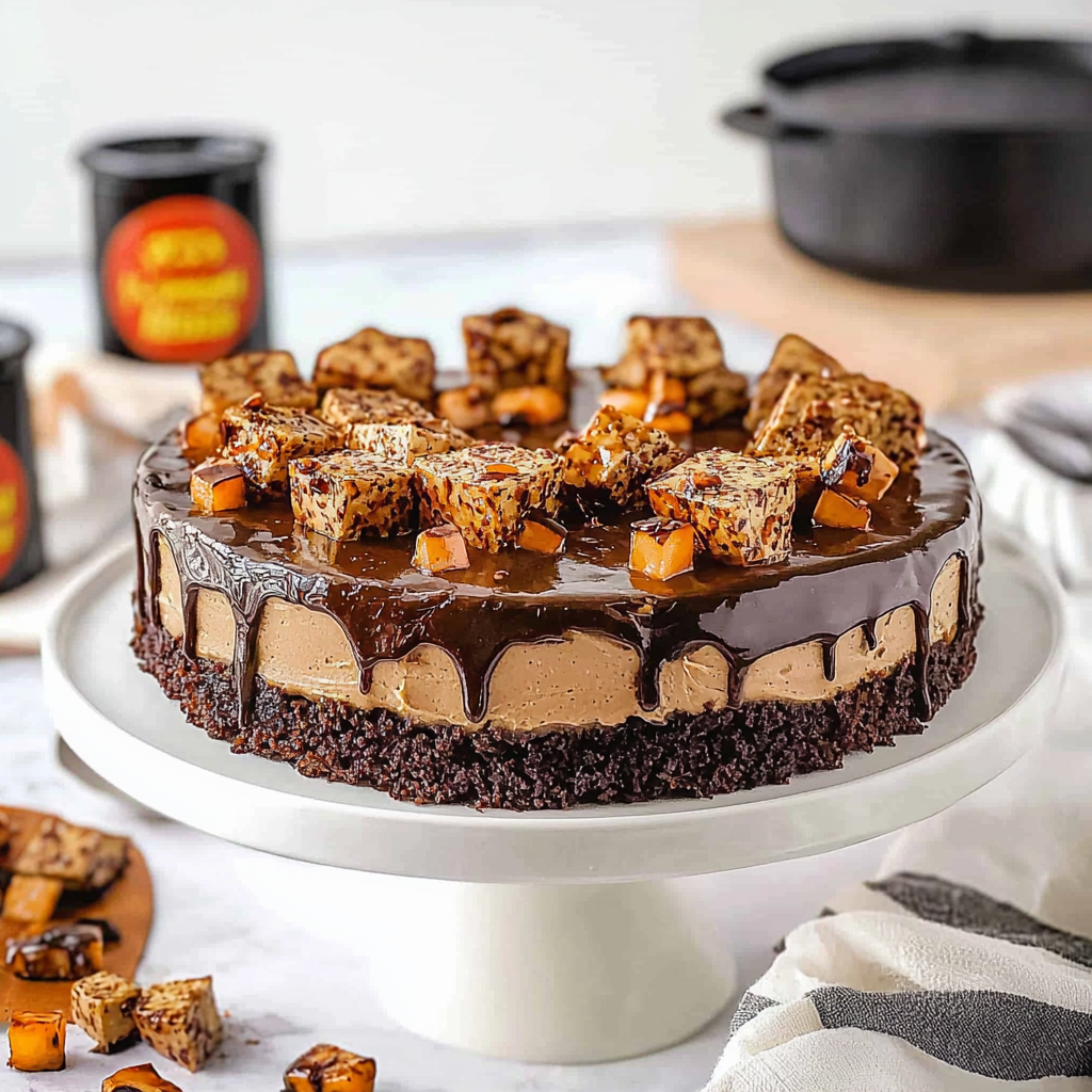 Chocolate Caramel Candy Bar Cheesecake