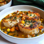 Seared Daikon Steaks in Vegetable Broth with Herbs and Root Vegetables