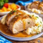Herb-Crusted Pork Tenderloin with Onion Gravy