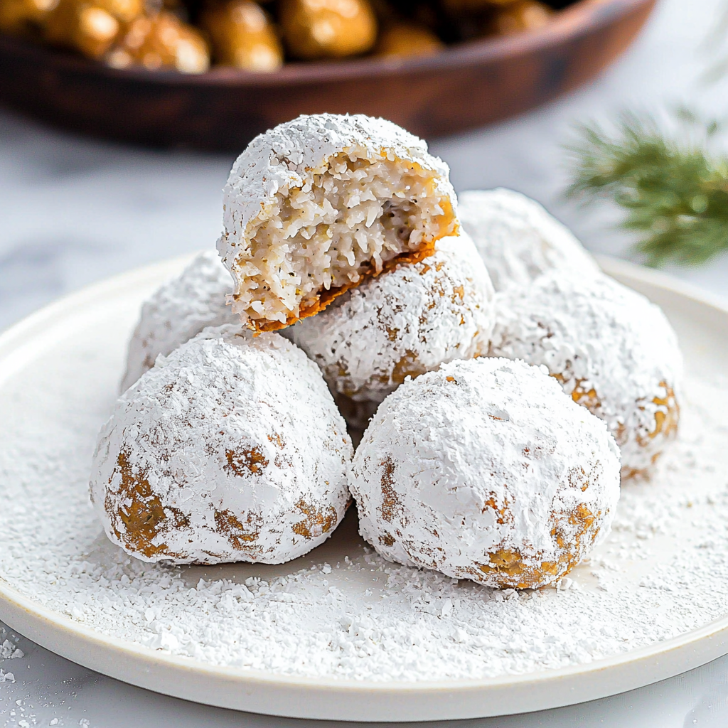 Snowball Coconut Rum Balls – No-Bake Holiday Treats Coated in Powdered Sugar 2 Snowball Coconut Rum Balls – No-Bake Holiday Treats Coated in Powdered Sugar