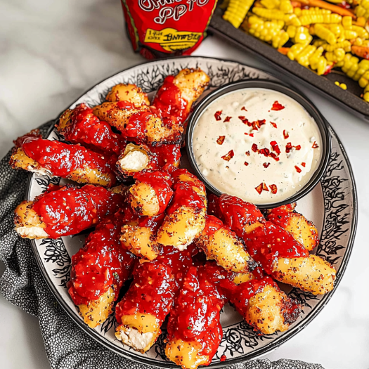 Sweet Chili Popcorn Chicken Bites with Ranch Dip