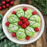 Holiday Wreath Crinkle Cookies – Festive Green Cookies with Raspberry Accents and Powdered Sugar Dusting 3 Holiday Wreath Crinkle Cookies – Festive Green Cookies with Raspberry Accents and Powdered Sugar Dusting