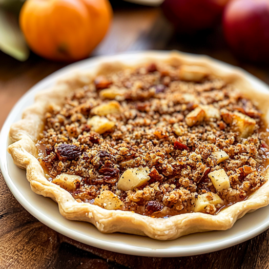 Rustic Apple Pecan Crumble Pie: A Buttery Crust Filled with Spiced Apples, Toasted Pecans, and Brown Sugar Streusel
