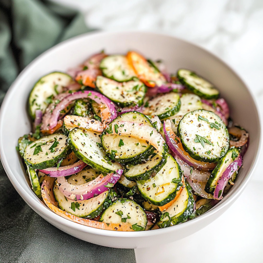 Fresh Cucumber and Onion Salad with Herbs 2 Fresh Cucumber and Onion Salad with Herbs