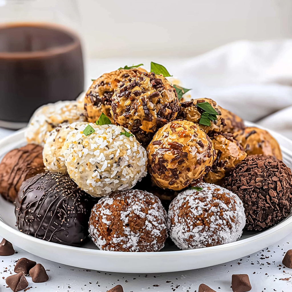 Assorted No-Bake Holiday Truffle Bites – Easy Christmas Candy Balls Rolled in Festive Coatings 2 Assorted No-Bake Holiday Truffle Bites – Easy Christmas Candy Balls Rolled in Festive Coatings