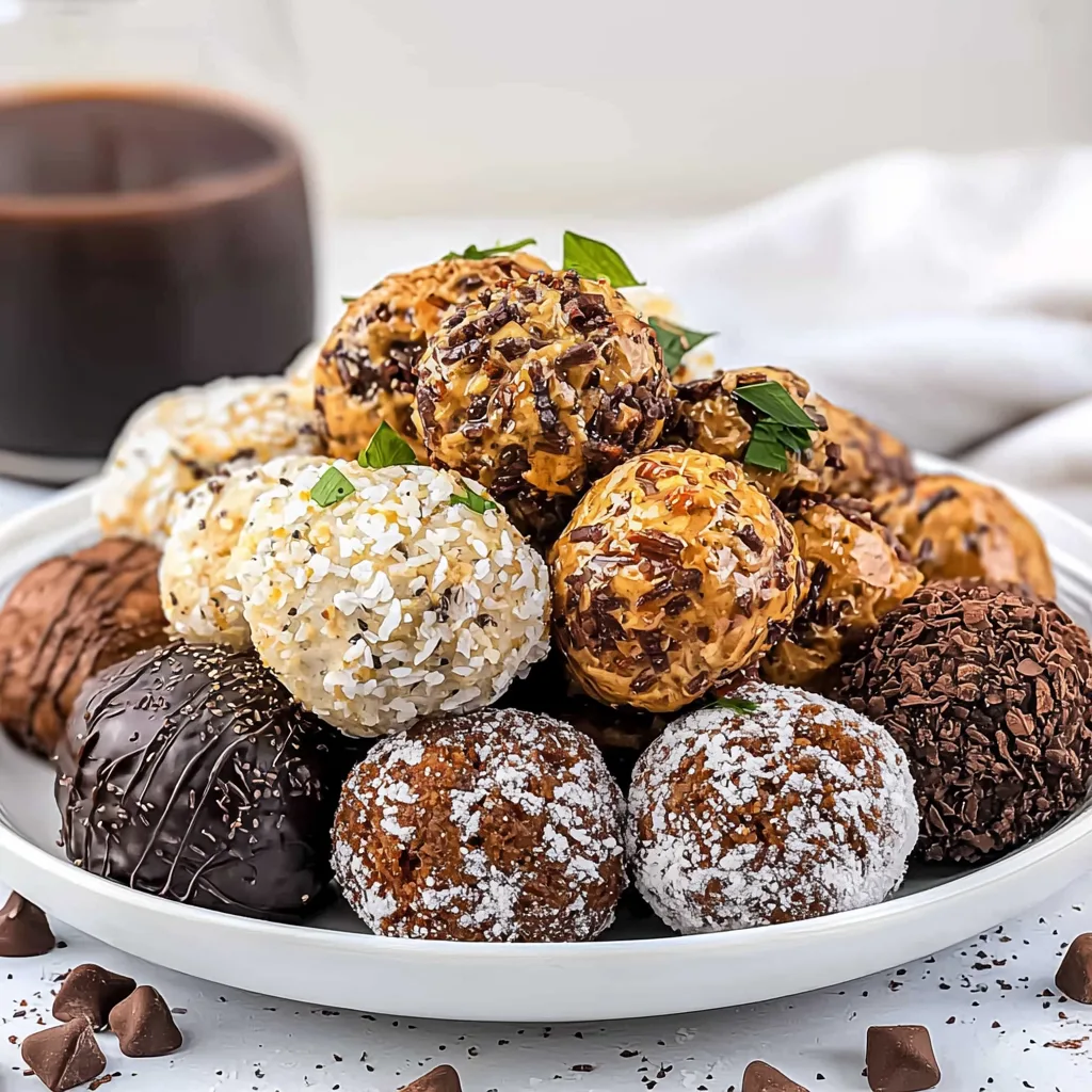 Assorted No-Bake Holiday Truffle Bites – Easy Christmas Candy Balls Rolled in Festive Coatings