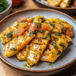 Baked Halloumi with Roasted Cherry Tomatoes and Thyme – A Mediterranean-Inspired Vegetarian Dish