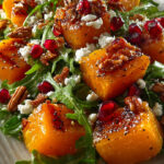 Roasted Butternut Squash Salad with Arugula, Pecans, and Feta