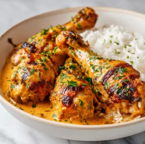 Creamy Chicken Drumsticks (With Rice)