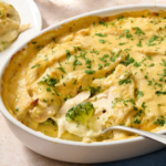 Classic Chicken Divan Casserole with Broccoli and Cheese Sauce