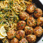 Lemon Herb Chicken Meatballs with Zoodles