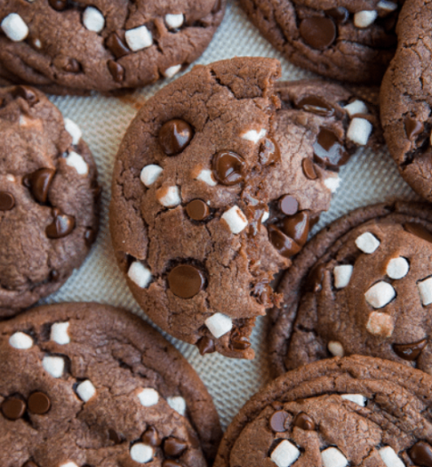 Hot Chocolate Cookies with Marshmallows