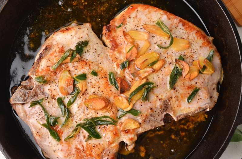 Pan-Seared Pork Chops with Garlic and Sage Butter