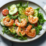 Sesame Shrimp Salad with Cucumber and Arugula