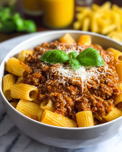 Rigatoni with Slow-Cooked Meat Sauce