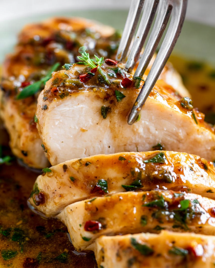 Herb-Crusted Chicken Breast with Pan Sauce