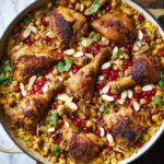 Baked Chicken with Spiced Rice and Toasted Nuts