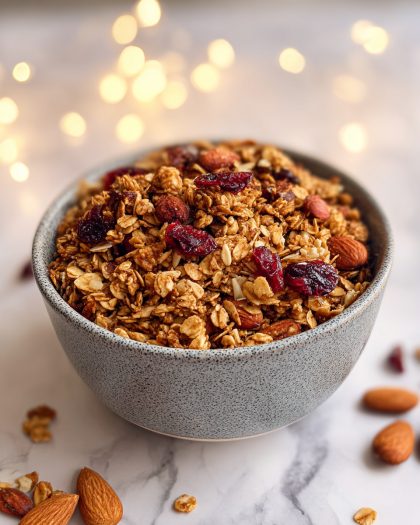 Homemade Granola with Nuts and Dried Fruit