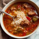Sausage and Pepper Rice Soup