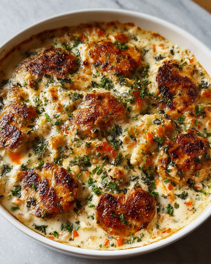 Creamy Baked Chicken Meatballs