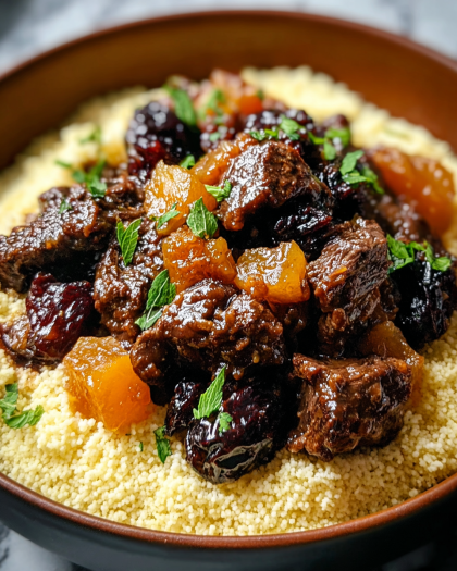 Moroccan Tagine with Dried Fruits and Couscous