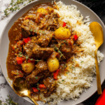 Caribbean-Style Beef Stew with Rice