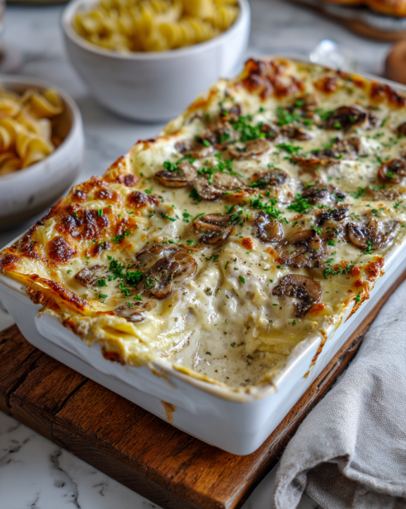Creamy Mushroom White Lasagna