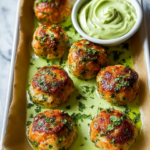 Salmon Meatballs with Herbed Green Sauce