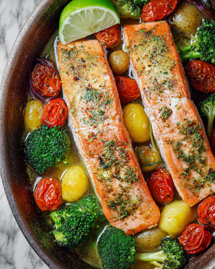 Pan‑Roasted Salmon with Vegetables
