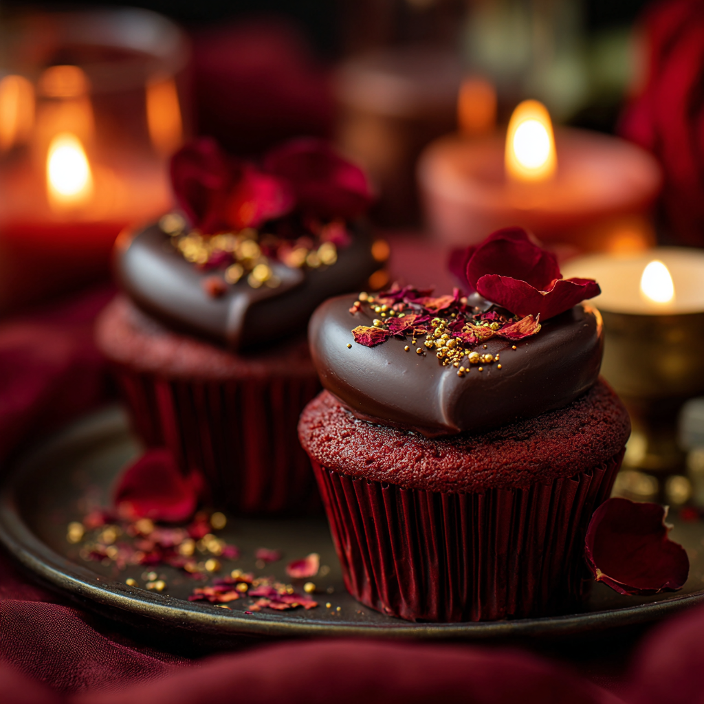 Chocolate Red Velvet Heart Cupcakes: Passionate Romance Recipe