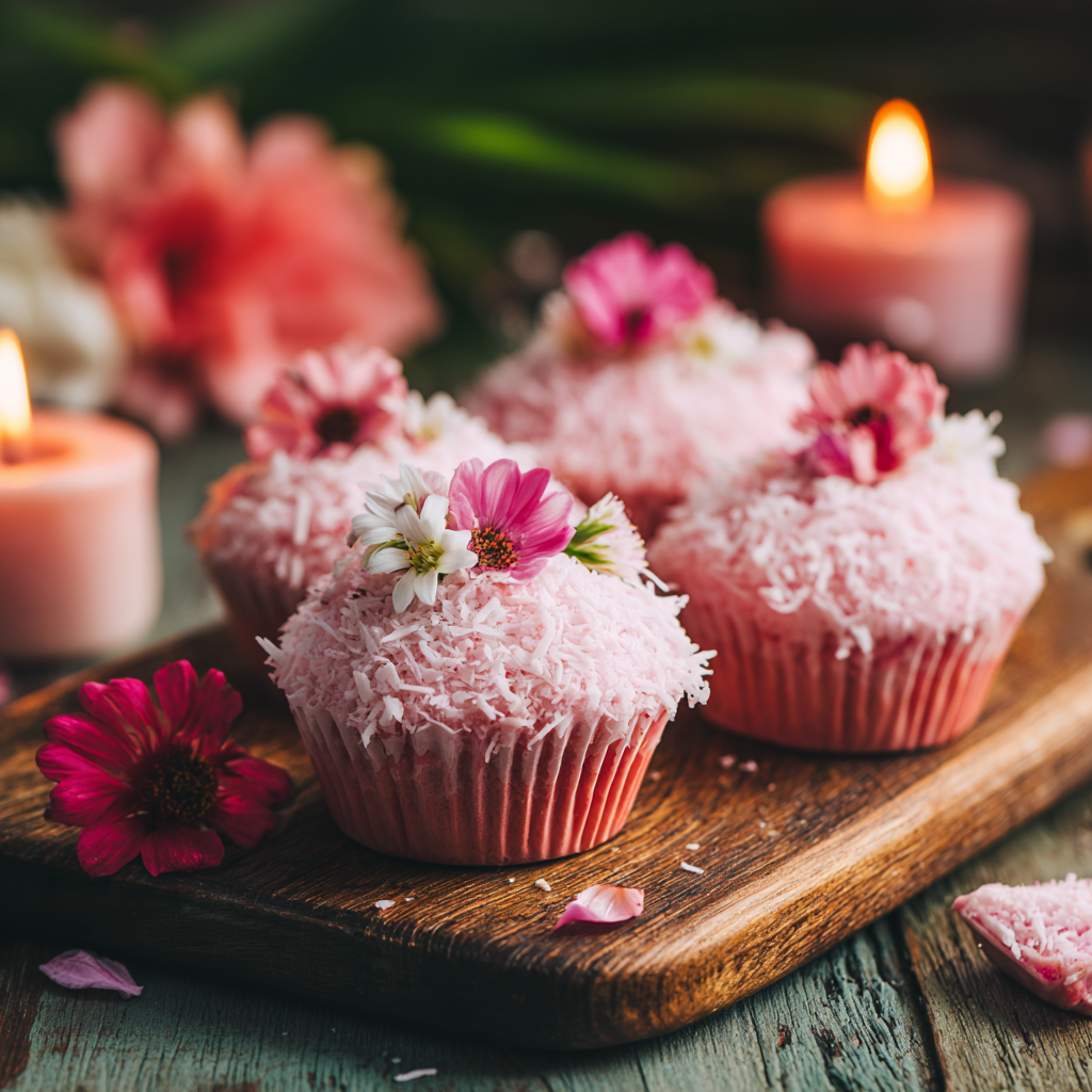 Pink Coconut Heart Cupcakes: Tropical Love Touch Recipe