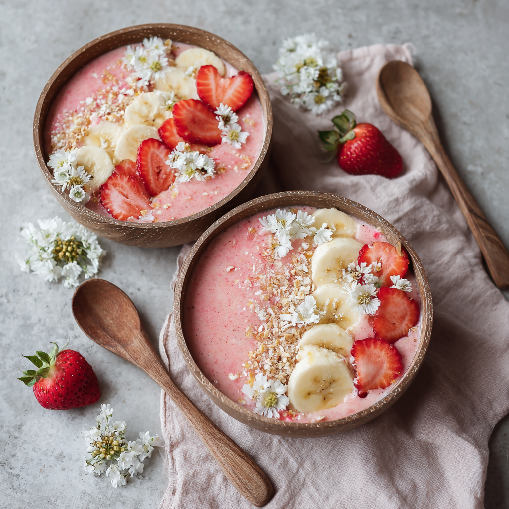 Strawberry and Banana Smoothie Bowls Recipe - Recipe Image
