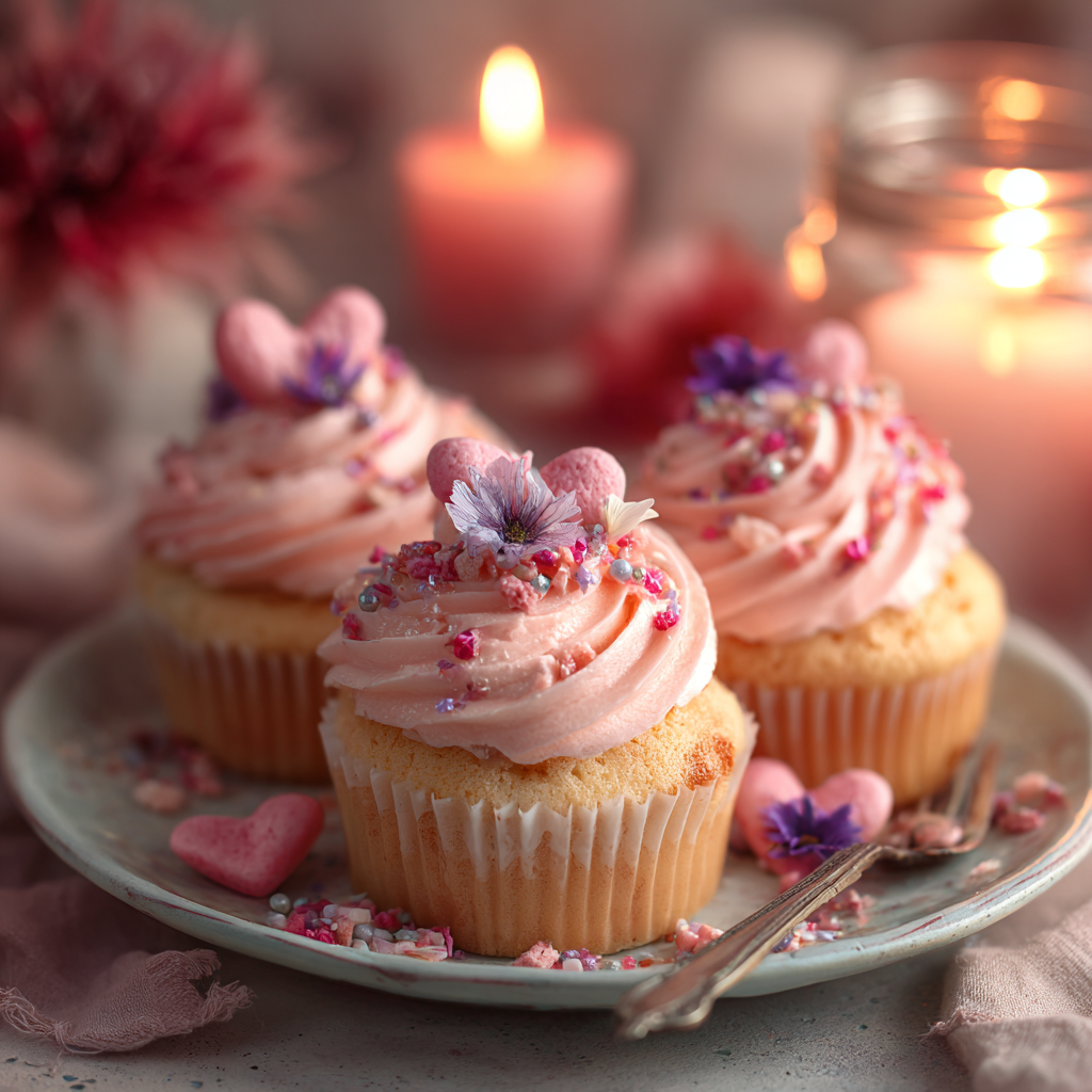 Vanilla Strawberry Heart Cupcakes: Soft Romantic Bites Recipe - Recipe Image