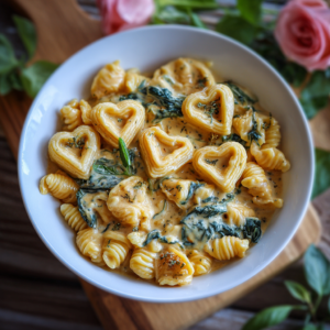 Heart-Shaped Pasta with Creamy Sauce: Cozy Romantic Dinner Recipe