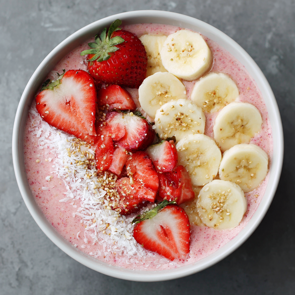 Strawberry and Banana Smoothie Bowls Recipe