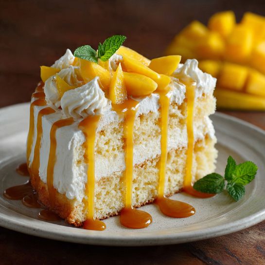 Mango Tres Leches Cake: Golden Tropical Indulgence Recipe - Recipe Image