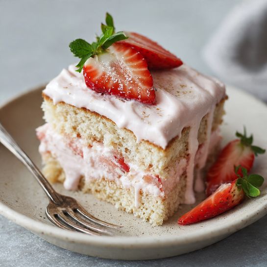 Strawberry Tres Leches Cake: Soft Pink Creamy Delight Recipe - Recipe Image