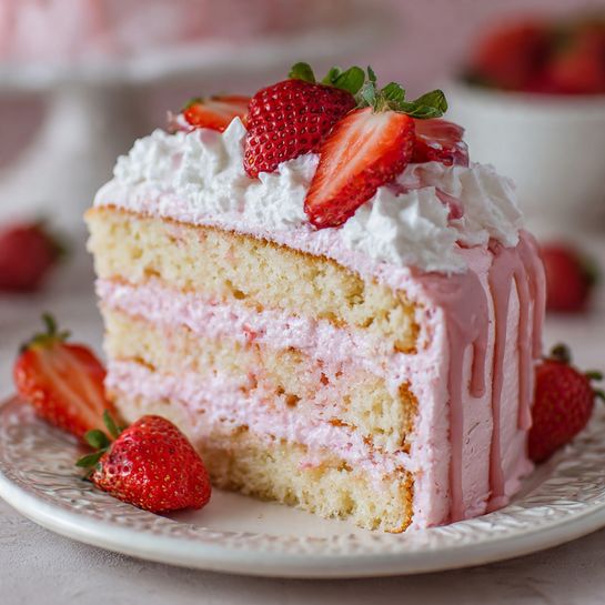 Strawberry Tres Leches Cake: Soft Pink Creamy Delight Recipe - Recipe Image