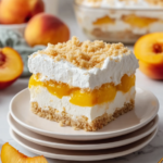 Creamy Peach Delight Dessert with Whipped Layers