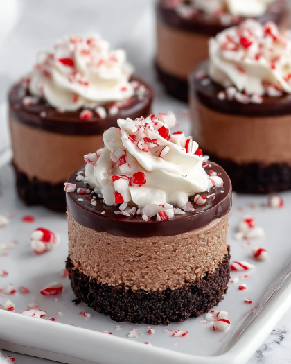 Mini Peppermint Chocolate Cheesecakes