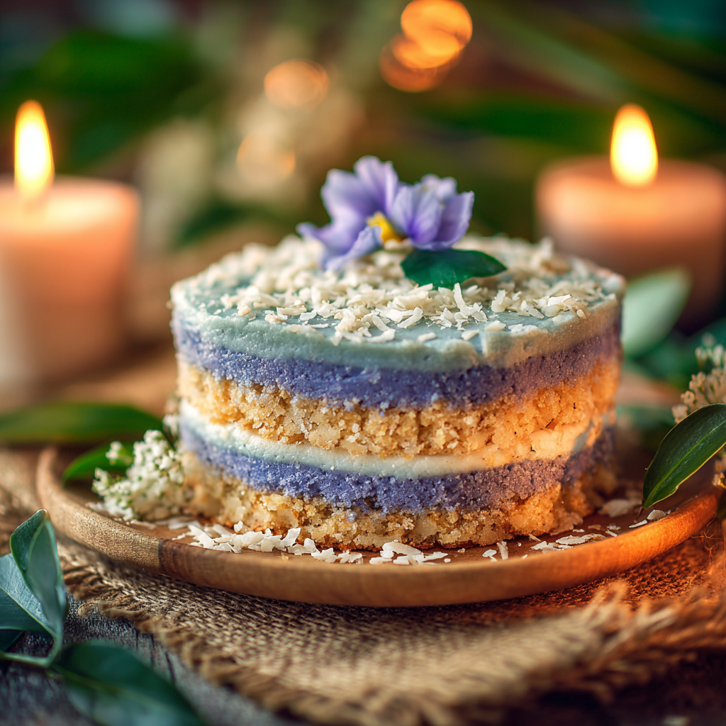 Blue Pea Flower Coconut Cake Recipe