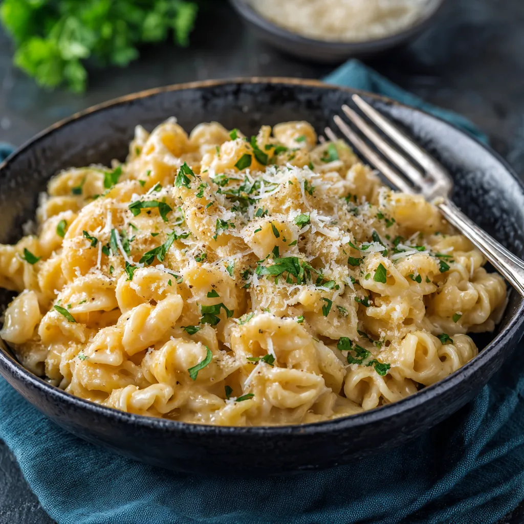 Ultra Creamy Slow Cooker Garlic Parmesan Mac and Cheese Recipe