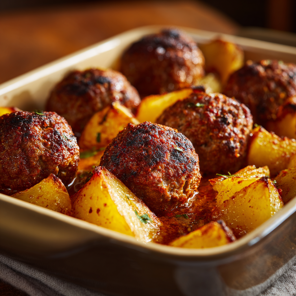Baked Kofta with Potatoes Recipe