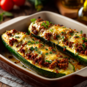 Home 4 Baked Stuffed Zucchini Boats Recipe