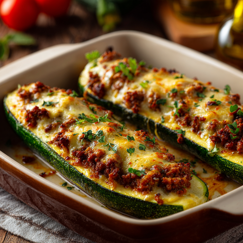 Baked Stuffed Zucchini Boats Recipe