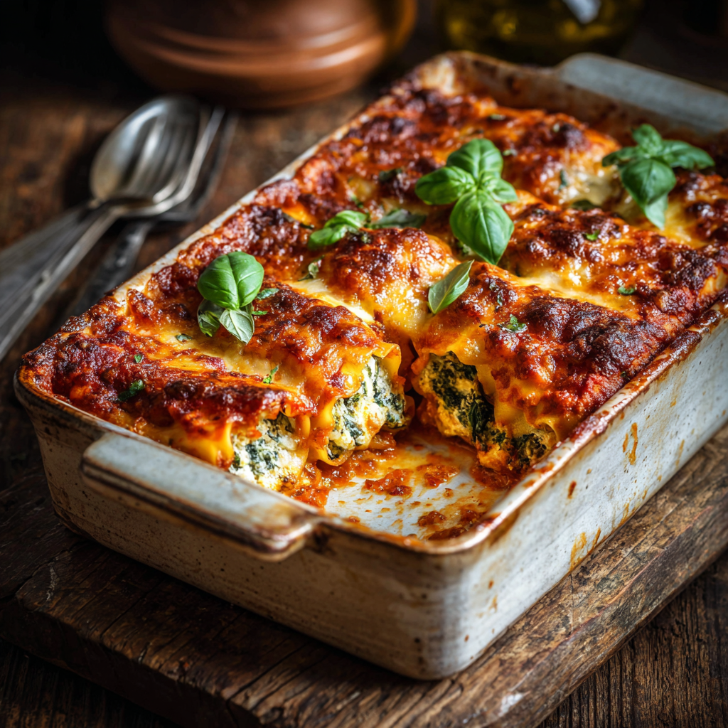 Baked Spinach Ricotta Cannelloni Recipe