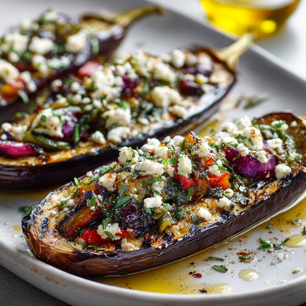 Mediterranean Stuffed Eggplant Boats Recipe